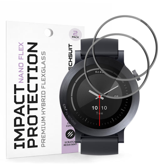 Film de protection Techsuit Nano Flex pour Nothing CMF Watch 3 Pro, Set de 2 pièces, Plastique, Noir