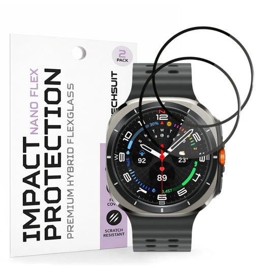 Film de protection Techsuit Nano Flex pour Samsung Galaxy Watch Ultra, Set de 2 pièces, Plastique, Noir