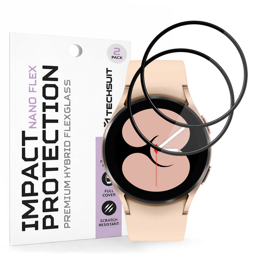 Film de protection Techsuit Nano Flex pour Samsung Galaxy Watch4 40mm, Set de 2 pièces, Plastique, Noir