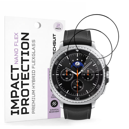 Film de protection Techsuit Nano Flex pour Samsung Galaxy Watch8 Classic, Set de 2 pièces, Plastique, Noir