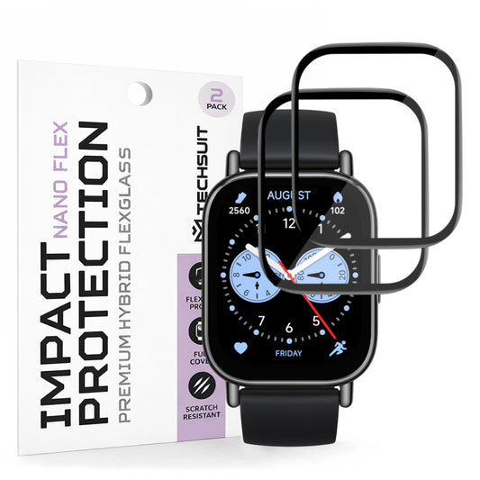 Film de protection Techsuit Nano Flex pour Xiaomi Redmi Watch 5 Lite, Set de 2 pièces, Plastique, Noir