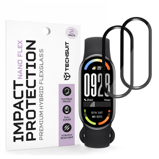 Film de protection Techsuit Nano Flex pour Xiaomi Smart Band 10, Lot de 2 pièces, Plastique, Noir