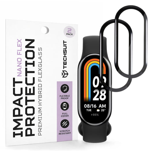 Film de protection Techsuit Nano Flex pour Xiaomi Smart Band 8, Lot de 2 pièces, Plastique, Noir