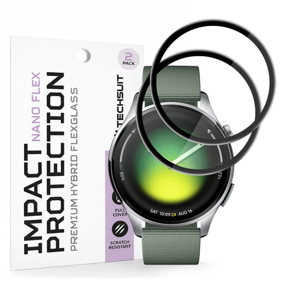 Film de protection Techsuit Nano Flex pour Xiaomi Watch 5, Set de 2 pièces, Plastique, Noir