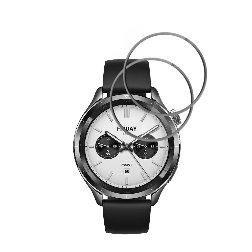 Film de protection Techsuit Nano Flex pour Xiaomi Watch S4, Set de 2 pièces, Plastique, Noir