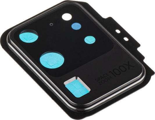 Verre de caméra arrière Samsung Galaxy S20 Ultra 5G G988 / S20 Ultra G988, avec cadre, noir