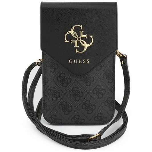 Sacoche Universelle pour Téléphone, Guess, Logo Classique 4G Grainé, Noire