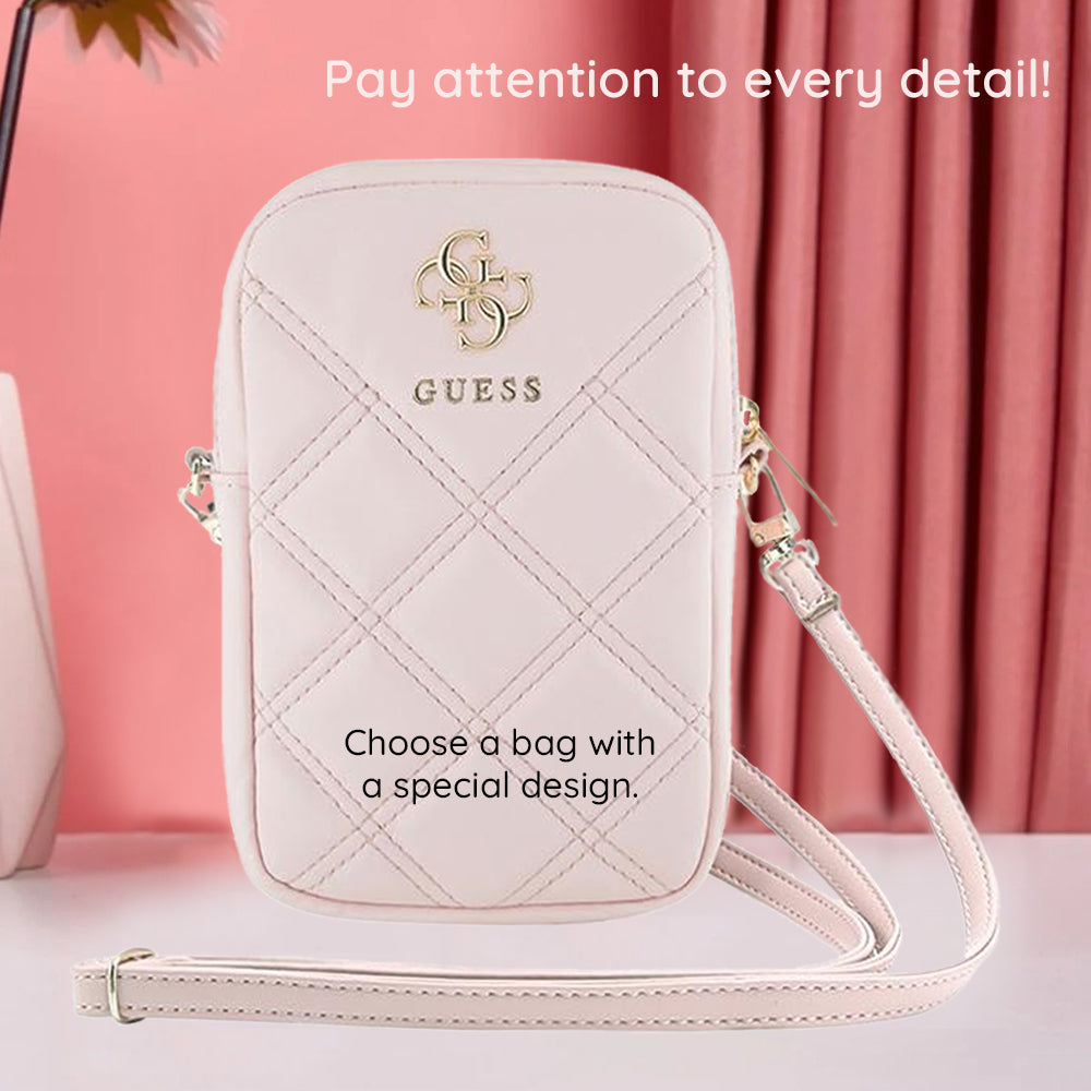 Sac Universel pour Téléphone, Guess, Quilted 4G, Rose.