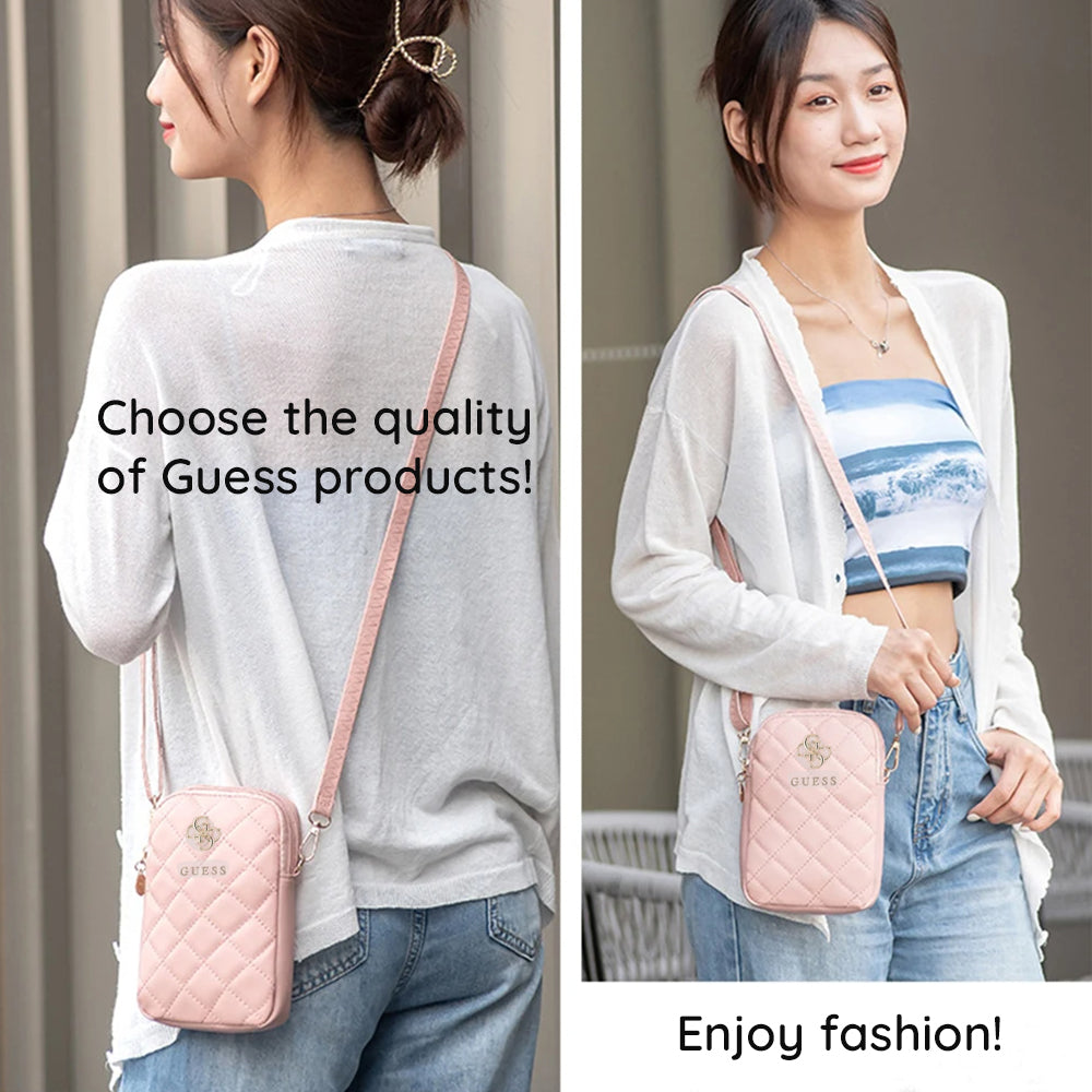 Sac Universel pour Téléphone, Guess, Quilted 4G, Rose.