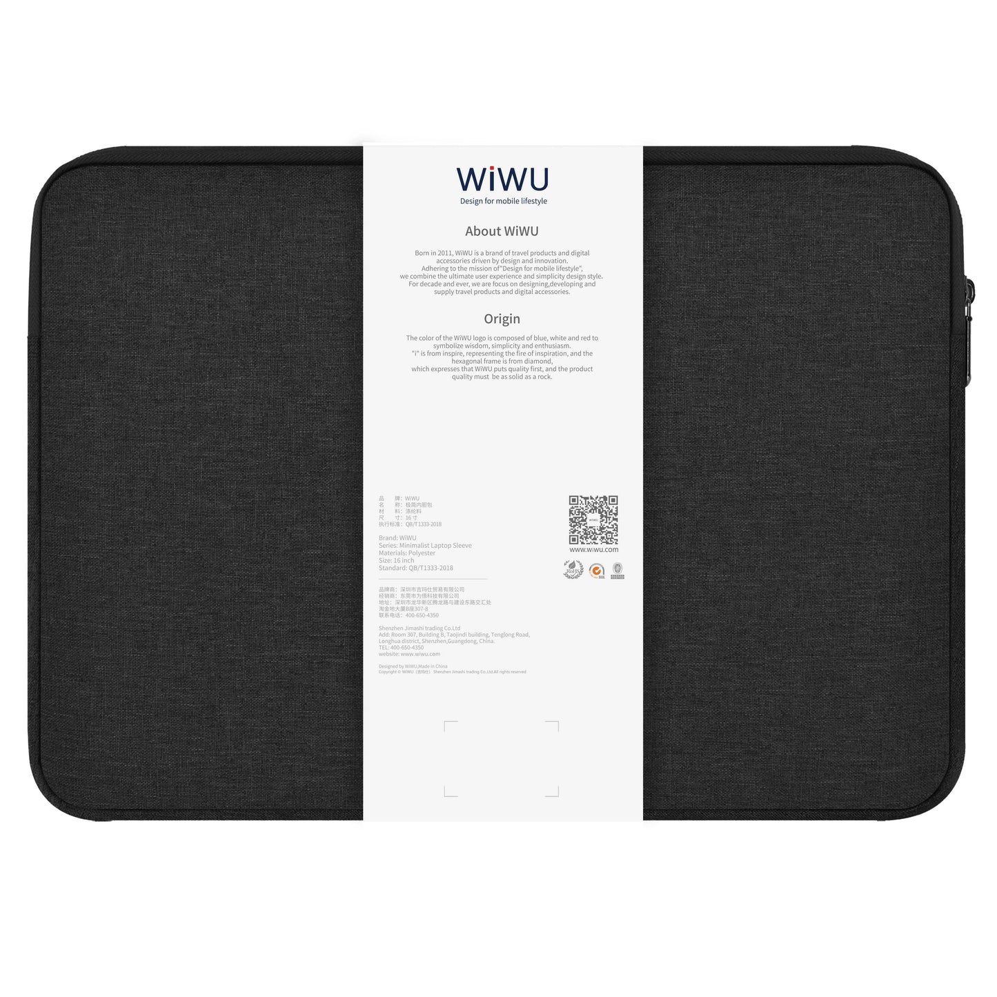 WiWu Minimalist Sleeve Laptop Bag 14inch, Noir 