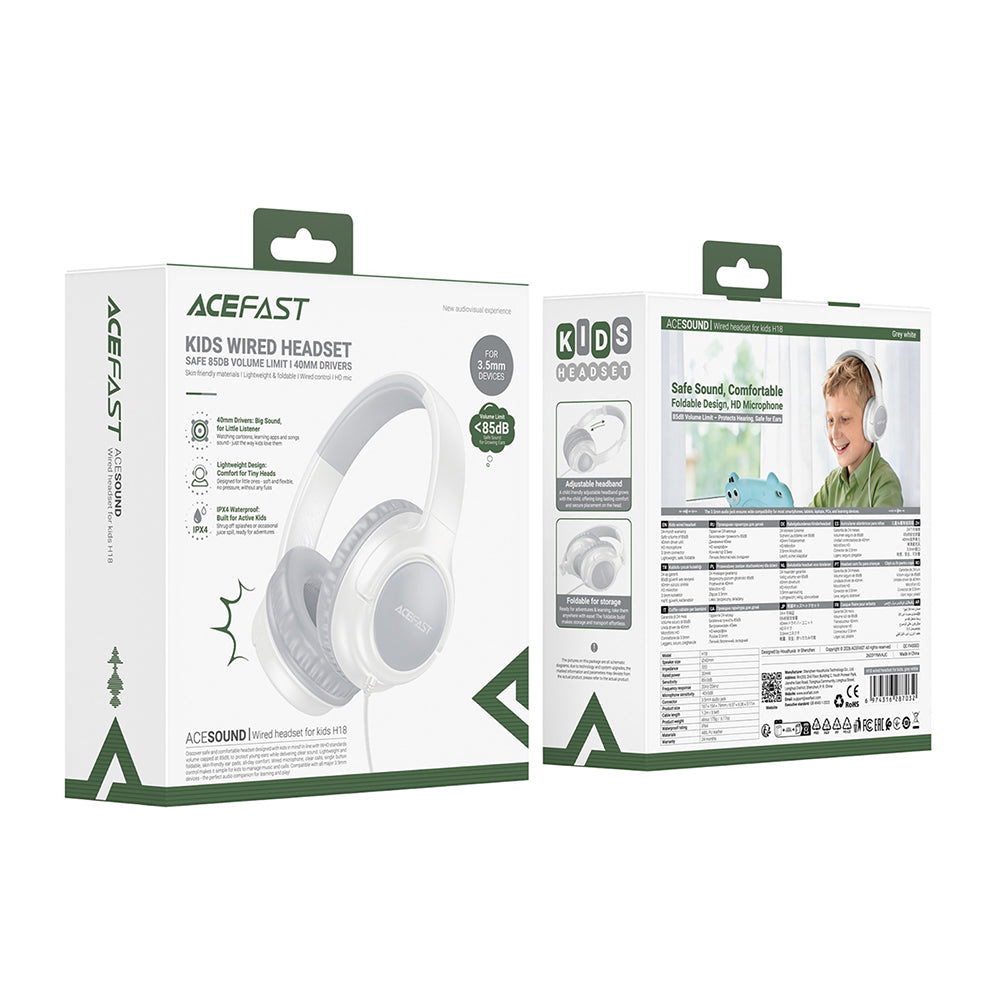 Kit mains libres 3,5 mm Acefast H18 Kids, Gris