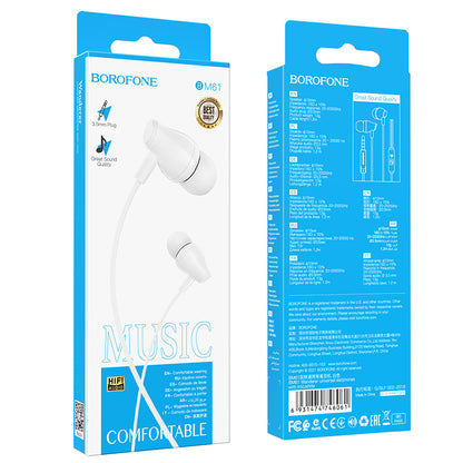 Écouteurs mains libres 3,5 mm BM61 Wanderer, blanc 