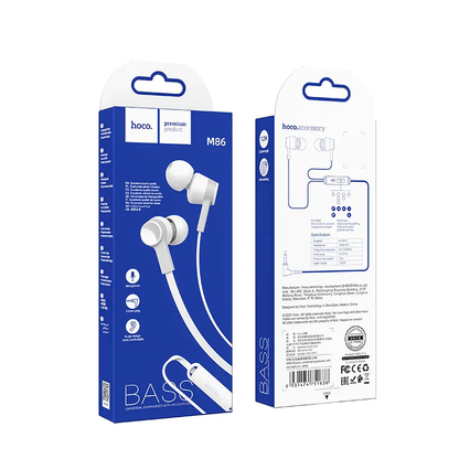 Kit mains libres 3.5mm HOCO M86, Blanc