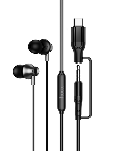 Écouteurs mains libres 3,5 mm / USB-C HOCO M119A, Noir