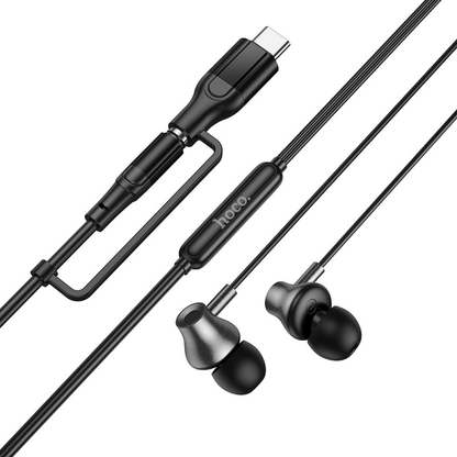 Écouteurs mains libres 3,5 mm / USB-C HOCO M119A, Noir