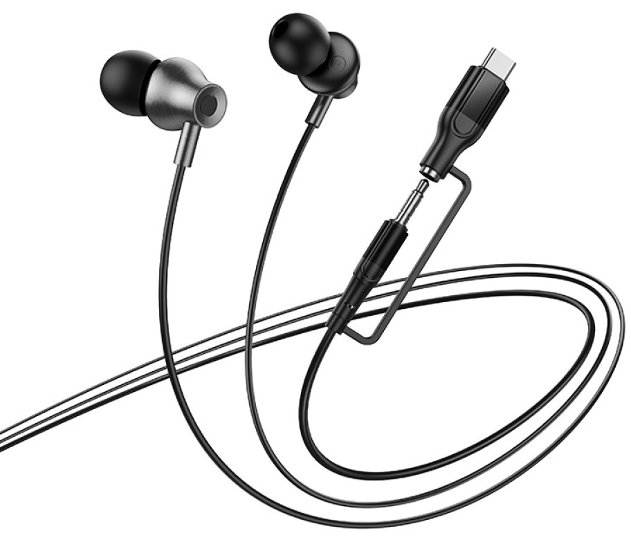Écouteurs mains libres 3,5 mm / USB-C HOCO M119A, Noir
