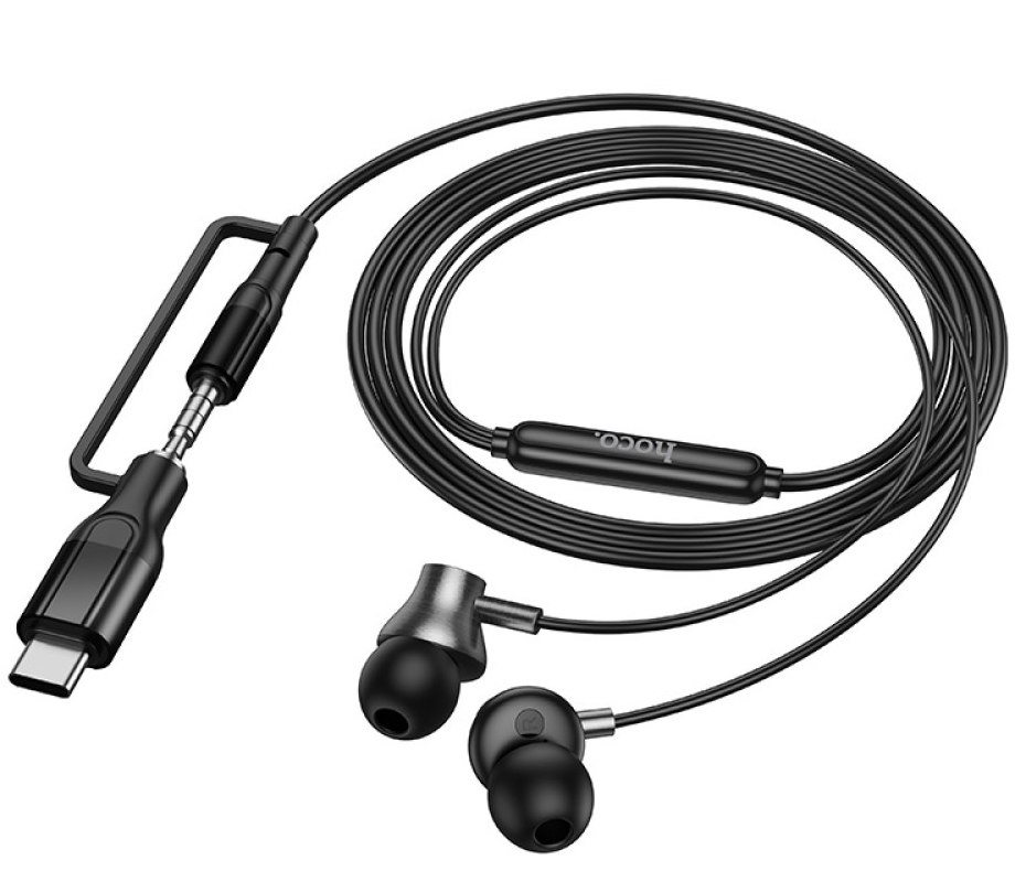 Écouteurs mains libres 3,5 mm / USB-C HOCO M119A, Noir