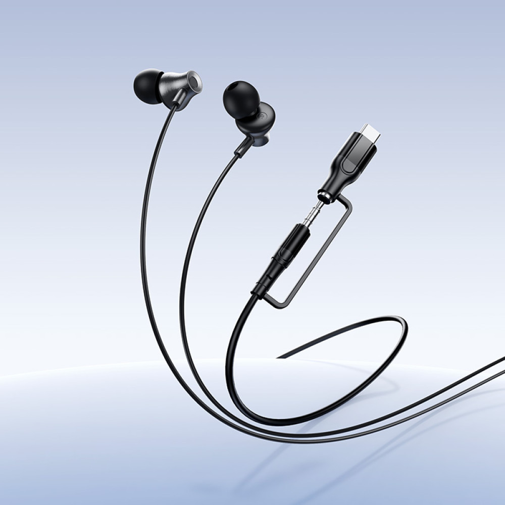 Écouteurs mains libres 3,5 mm / USB-C HOCO M119A, Noir