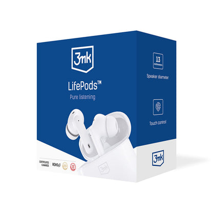 Kit mains libres Bluetooth 3MK LIFEPODS, TWS, ANC, Blanc