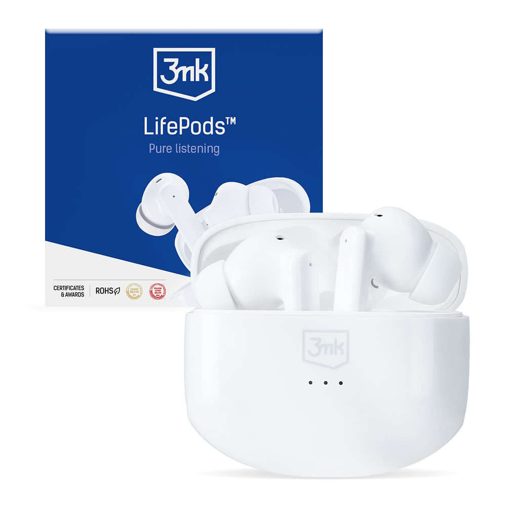 Kit mains libres Bluetooth 3MK LIFEPODS, TWS, ANC, Blanc