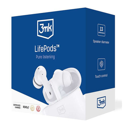Kit mains libres Bluetooth 3MK LIFEPODS, TWS, ANC, Blanc