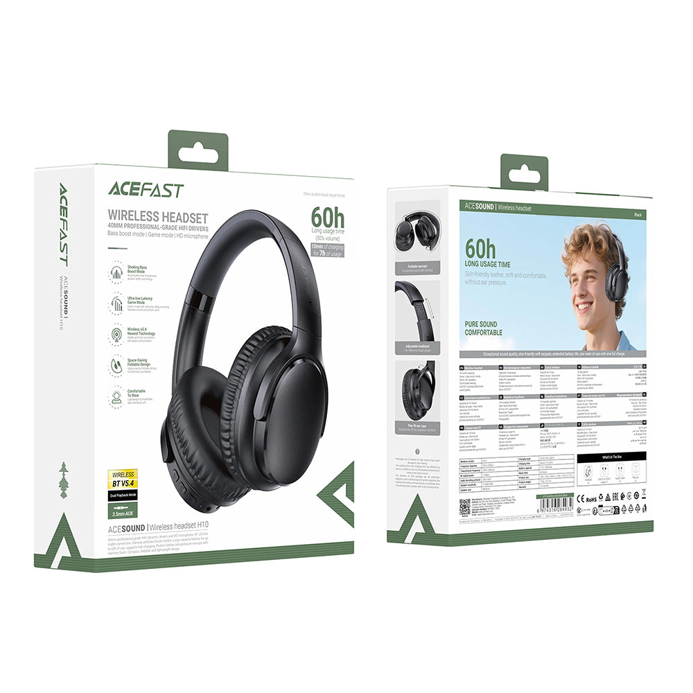 Casque Bluetooth mains libres Acefast H10, A2DP, Noir
