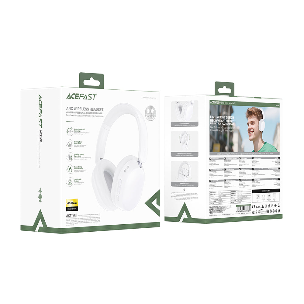 Kit mains libres Bluetooth Acefast H12, A2DP, ANC, Noir