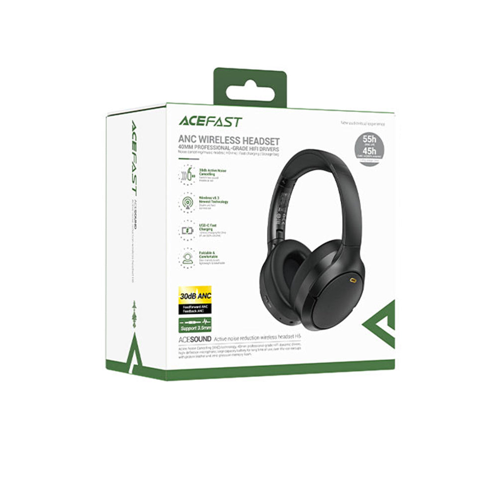Kit mains libres Bluetooth Acefast H6, A2DP, ANC, Noir