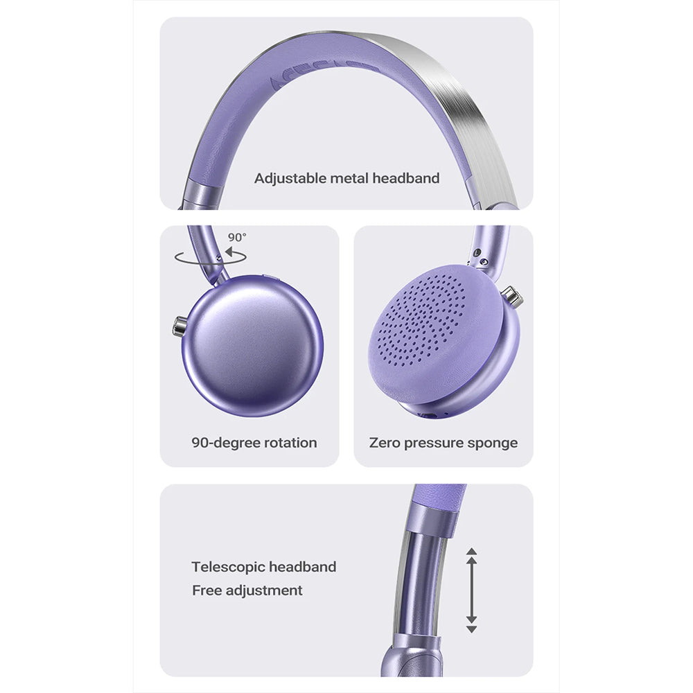 Kit mains libres Bluetooth Acefast H8, A2DP, ANC, Violet
