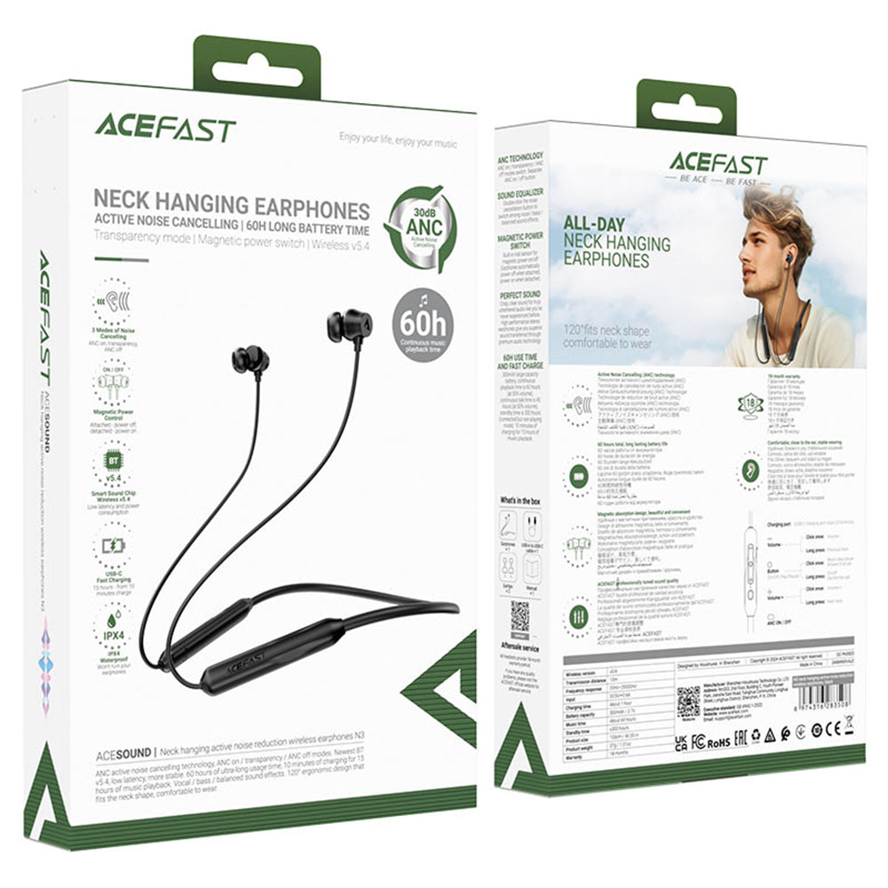 Kit mains libres Bluetooth Acefast N3, A2DP, Noir