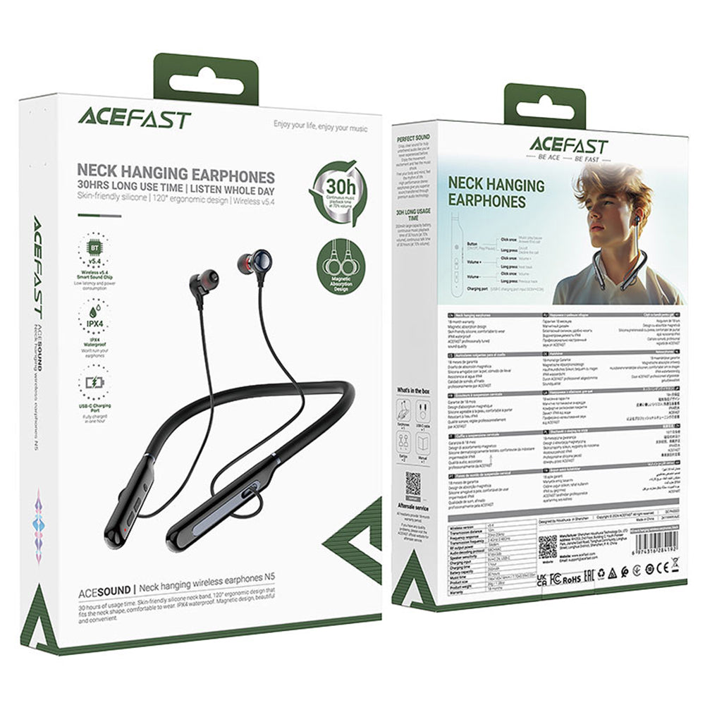 Kit mains libres Bluetooth Acefast N5, A2DP, Noir