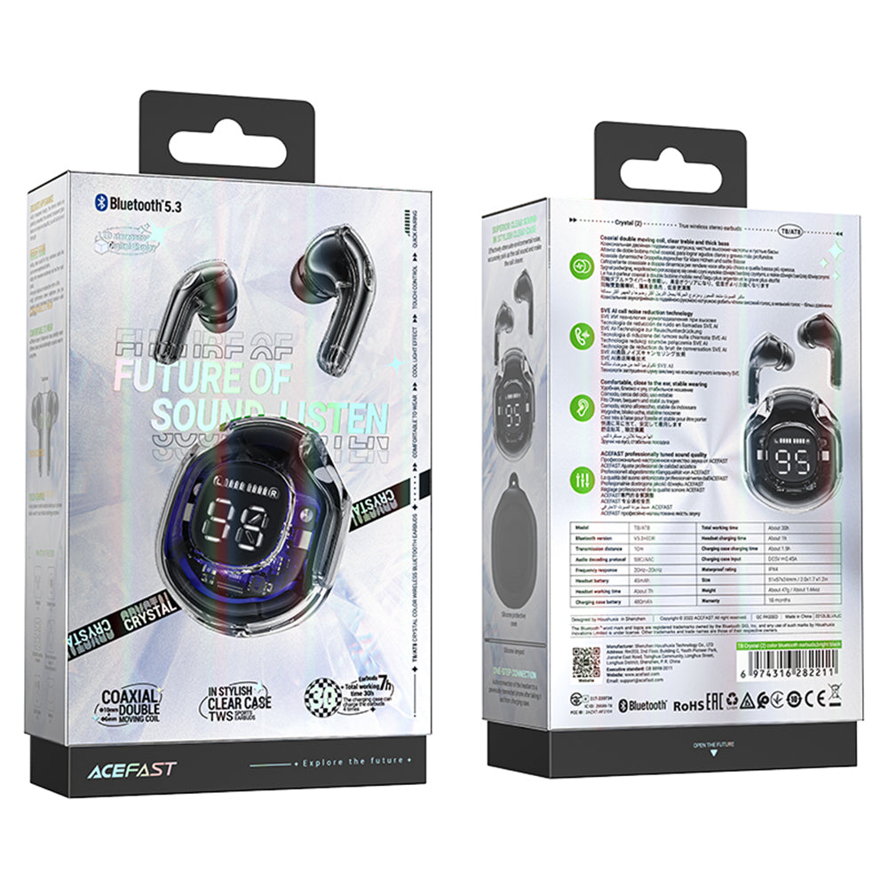 Écouteurs Bluetooth Acefast T8, TWS, Noir
