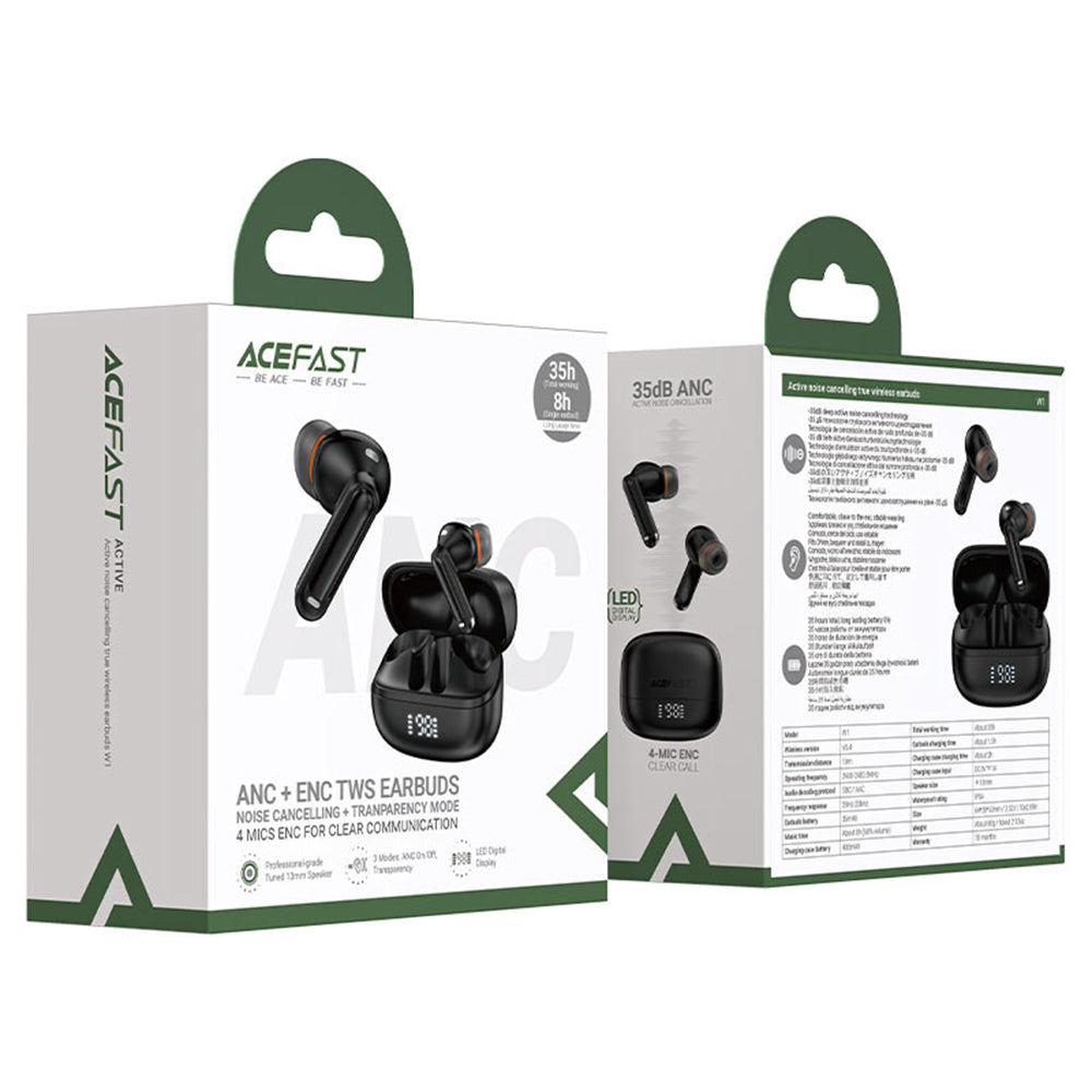 Kit mains libres Bluetooth Acefast W1, TWS, Noir