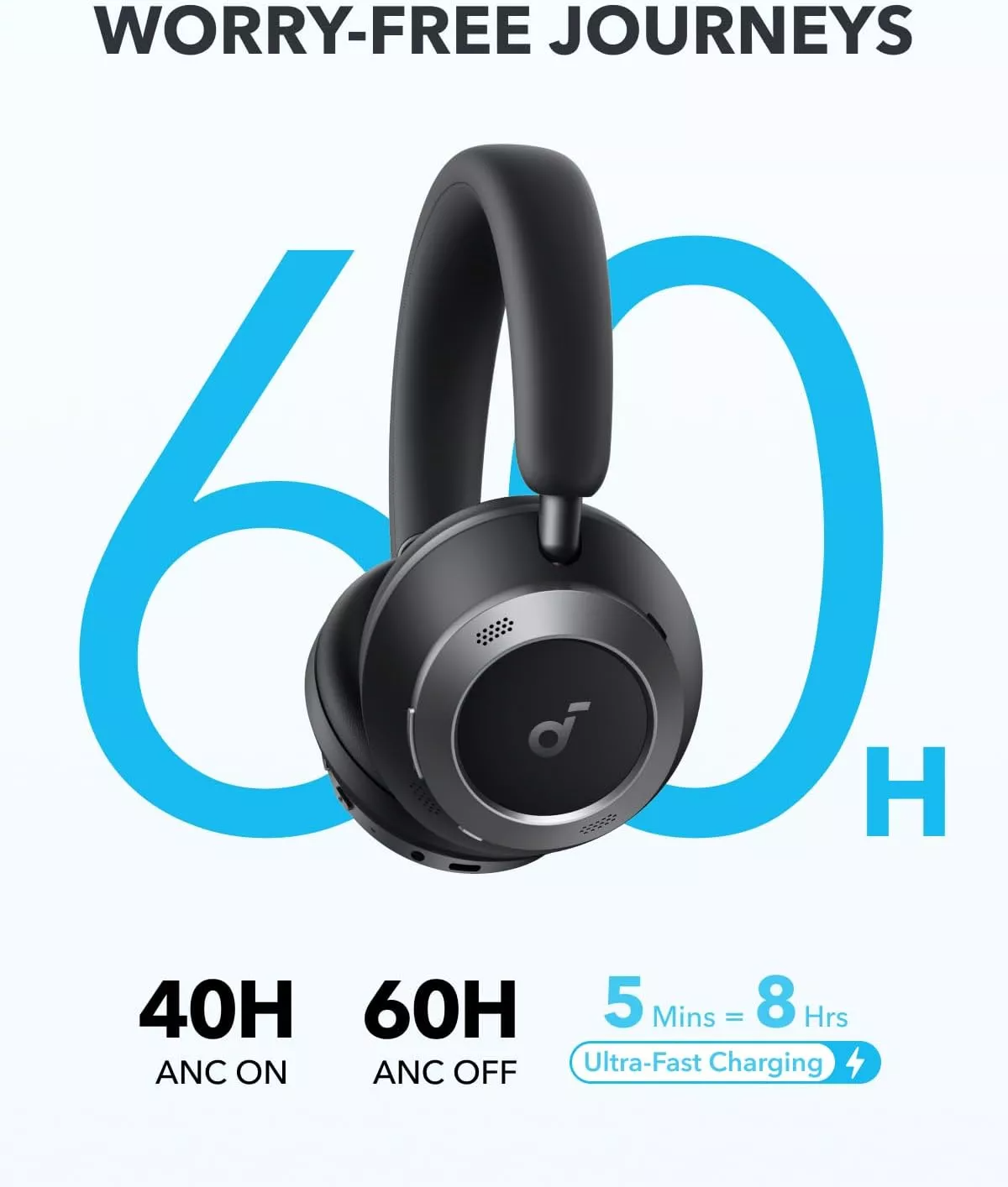 Kit mains libres Bluetooth Anker SoundCore Space One Pro, A2DP, ANC, Noir A3062G11