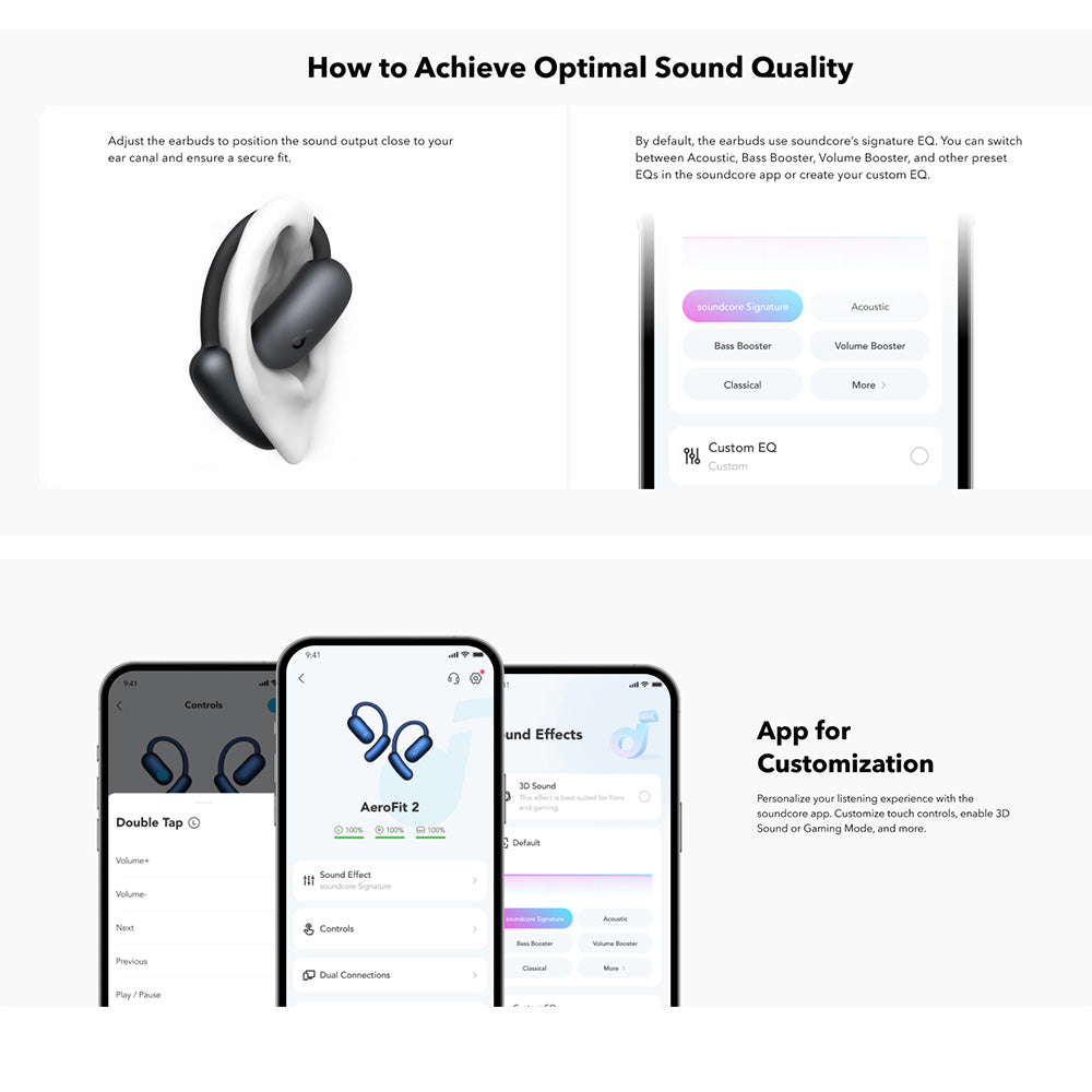 Kit mains libres Bluetooth Anker SoundCore AeroFit 2, TWS, Bleu A3874G31