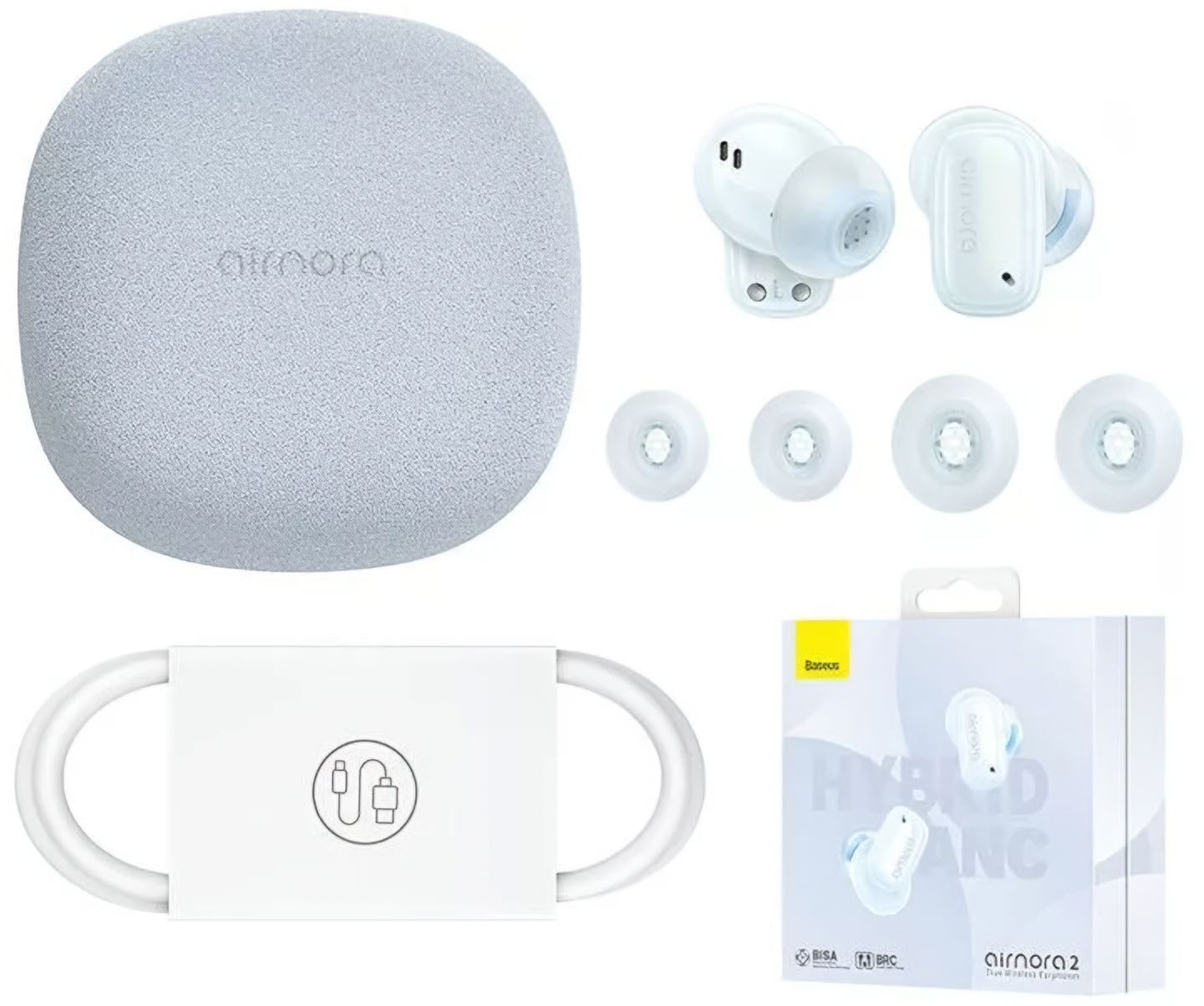 Kit mains libres Bluetooth Baseus AirNora 2, TWS, ANC, Bleu NGTW320203