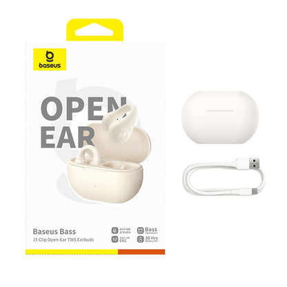 Kit mains libres Bluetooth Baseus Bass 15 Clip, TWS, Blanc A00079500223-00