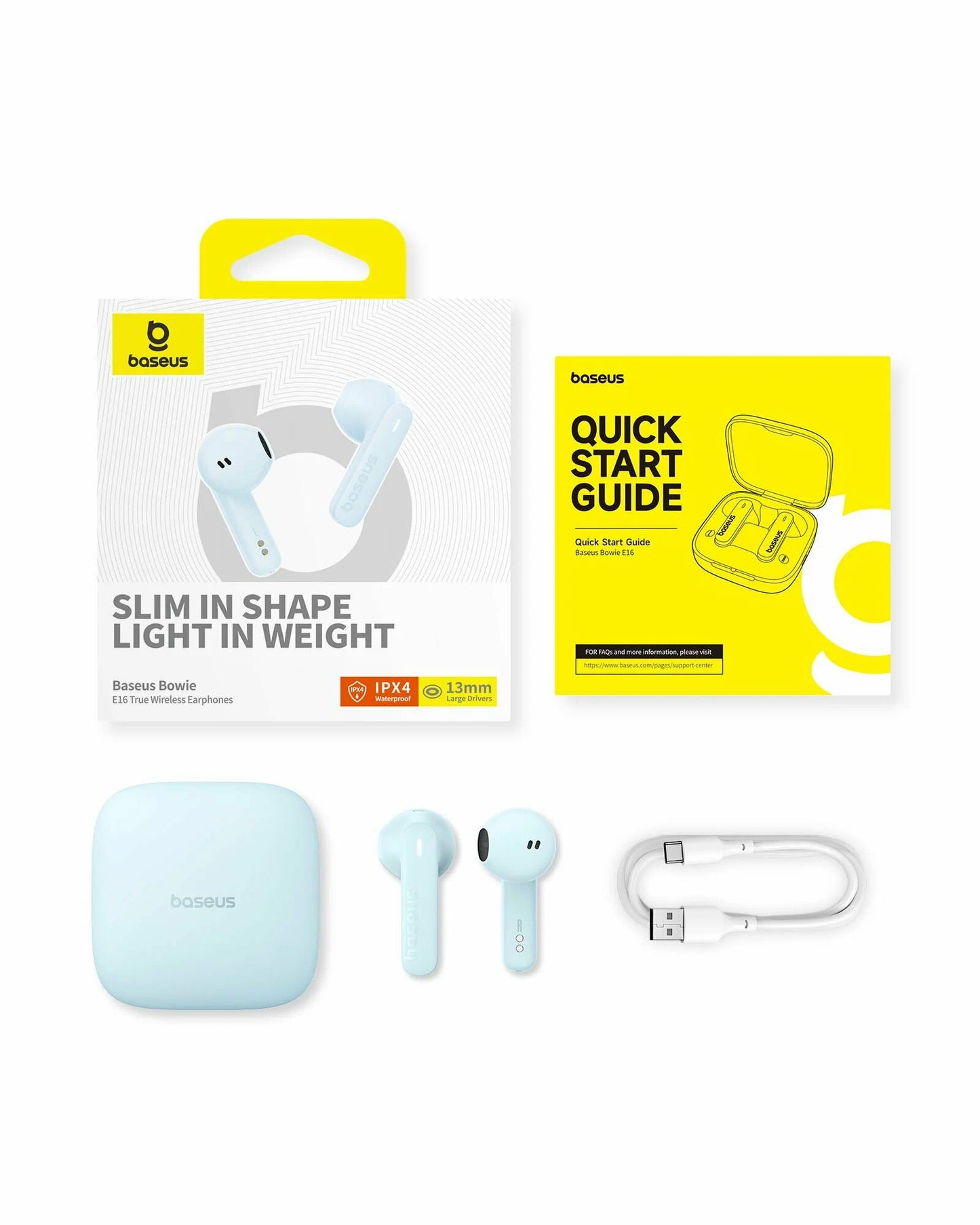 Écouteurs Bluetooth Baseus Bowie E16, TWS, Bleu A00061900313-01