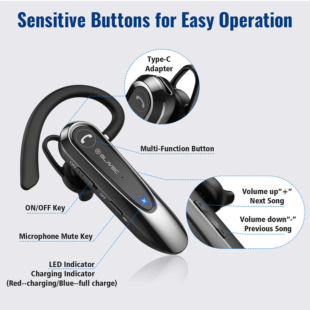 Kit mains libres Bluetooth Blavec Adventure 5, MultiPoint, A2DP, Noir BHAD5-B
