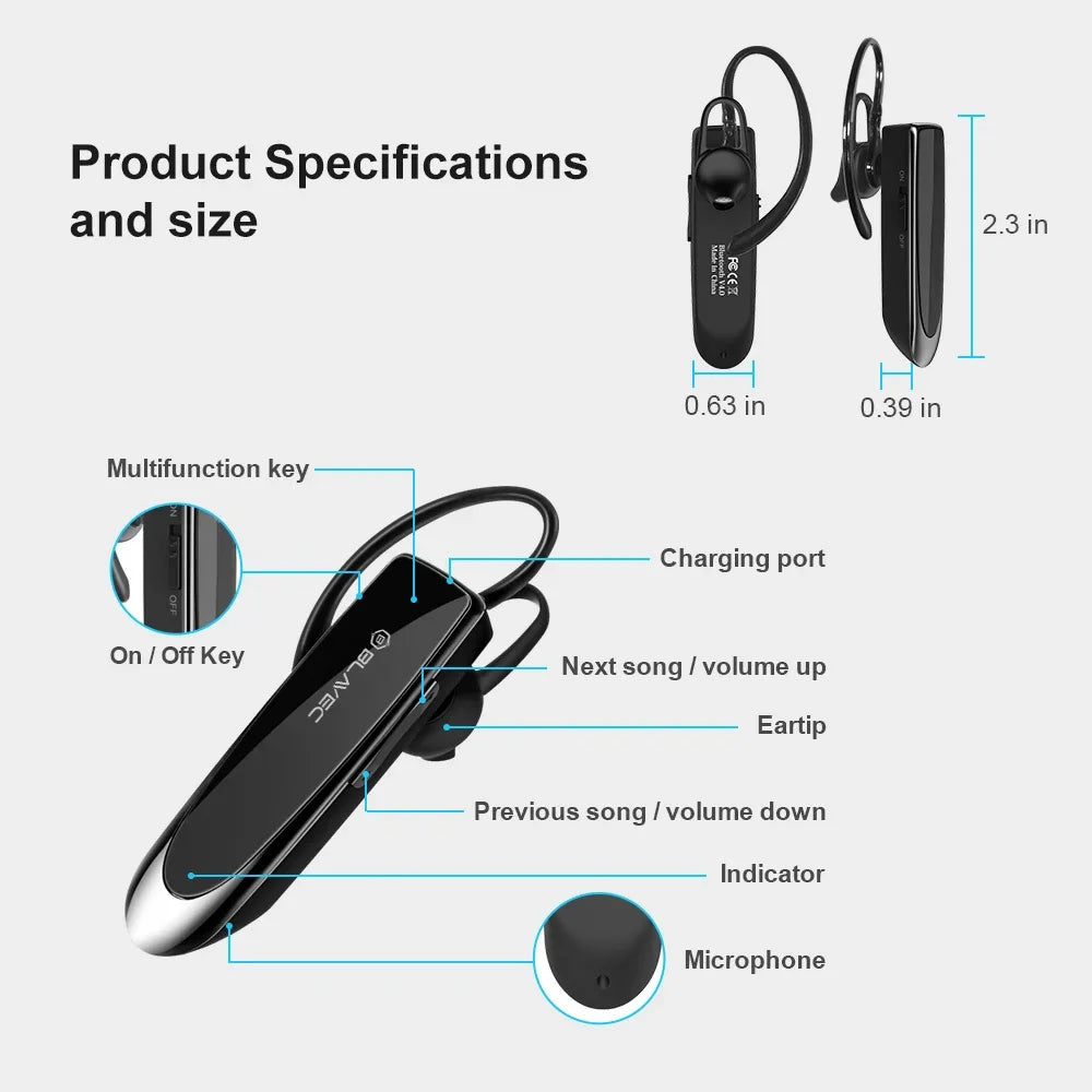 Kit mains libres Bluetooth Blavec PL55, MultiPoint, A2DP, Noir BHPL5555-B 