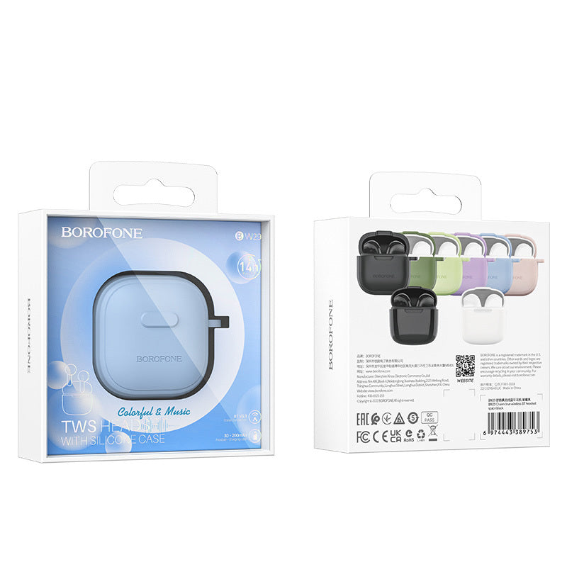 Oreillette Bluetooth mains libres BW29, TWS, bleu 