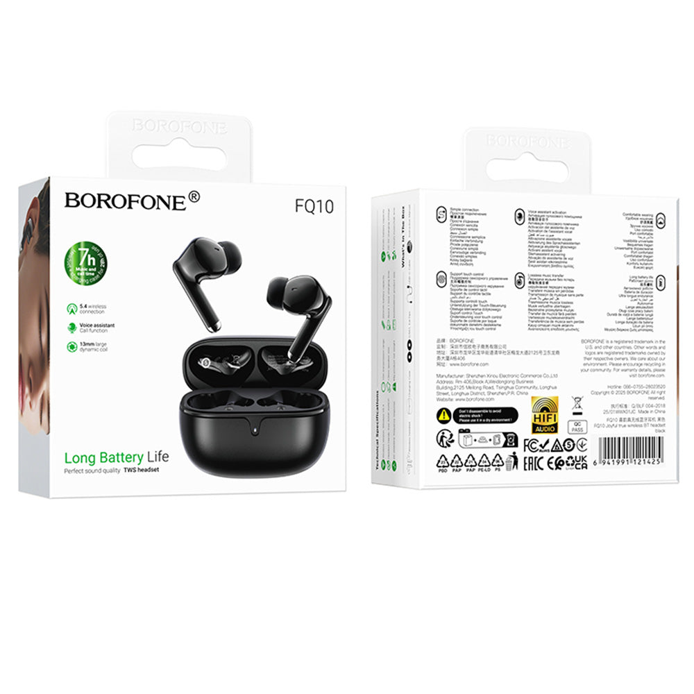 Kit mains libres Bluetooth Borofone FQ10 Joyful, TWS, Noir