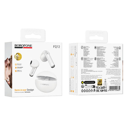 Casque Bluetooth Borofone FQ12 Nice, TWS, Blanc