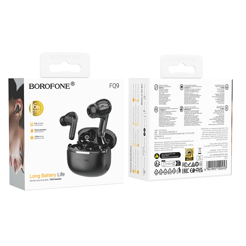 Kit mains libres Bluetooth Borofone FQ9 Peaceful, TWS, Noir