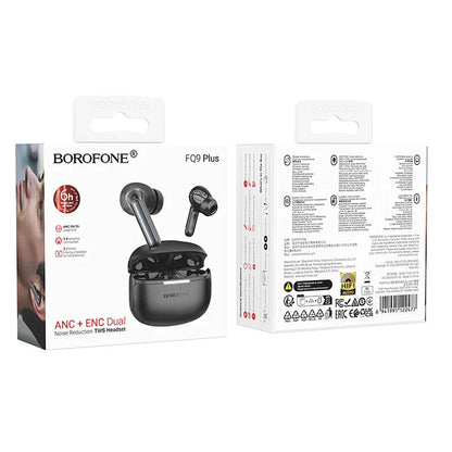 Kit mains libres Bluetooth Borofone FQ9 Plus Peaceful, TWS, ANC, Noir