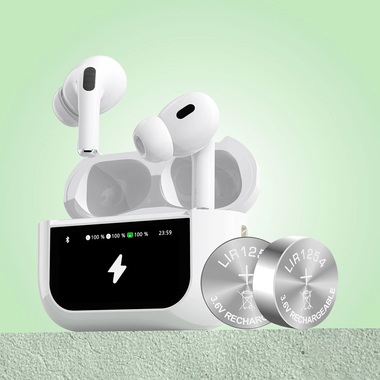 Kit mains libres Bluetooth Dudao U19 Display, TWS, Blanc