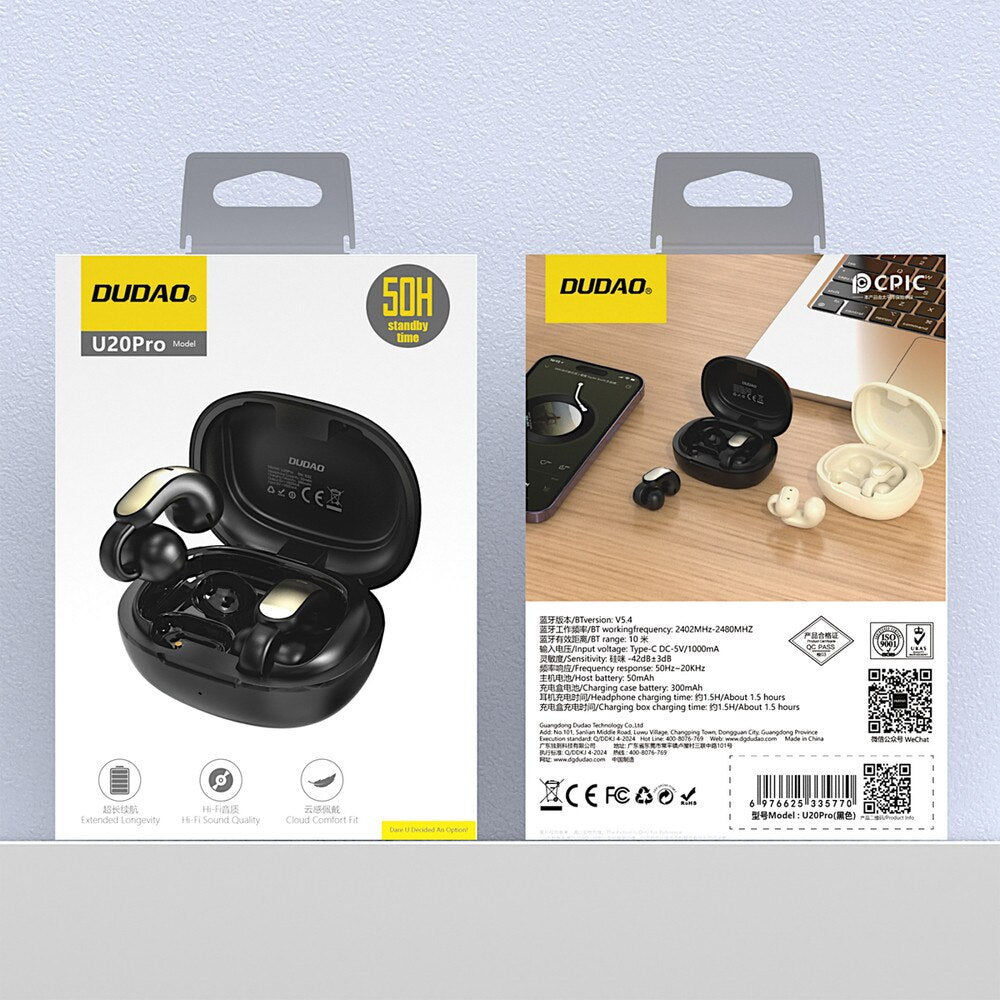 Kit mains libres Bluetooth Dudao U20, TWS, Noir
