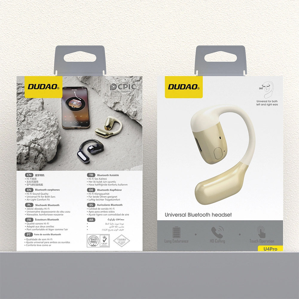 Handsfree Bluetooth Dudao U4Pro, A2DP, Beige Doré