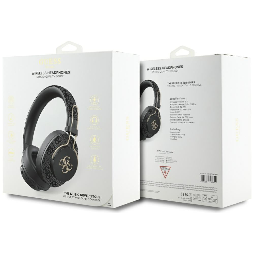 Handsfree Bluetooth Guess 4G Logo Métallique, A2DP, Noir