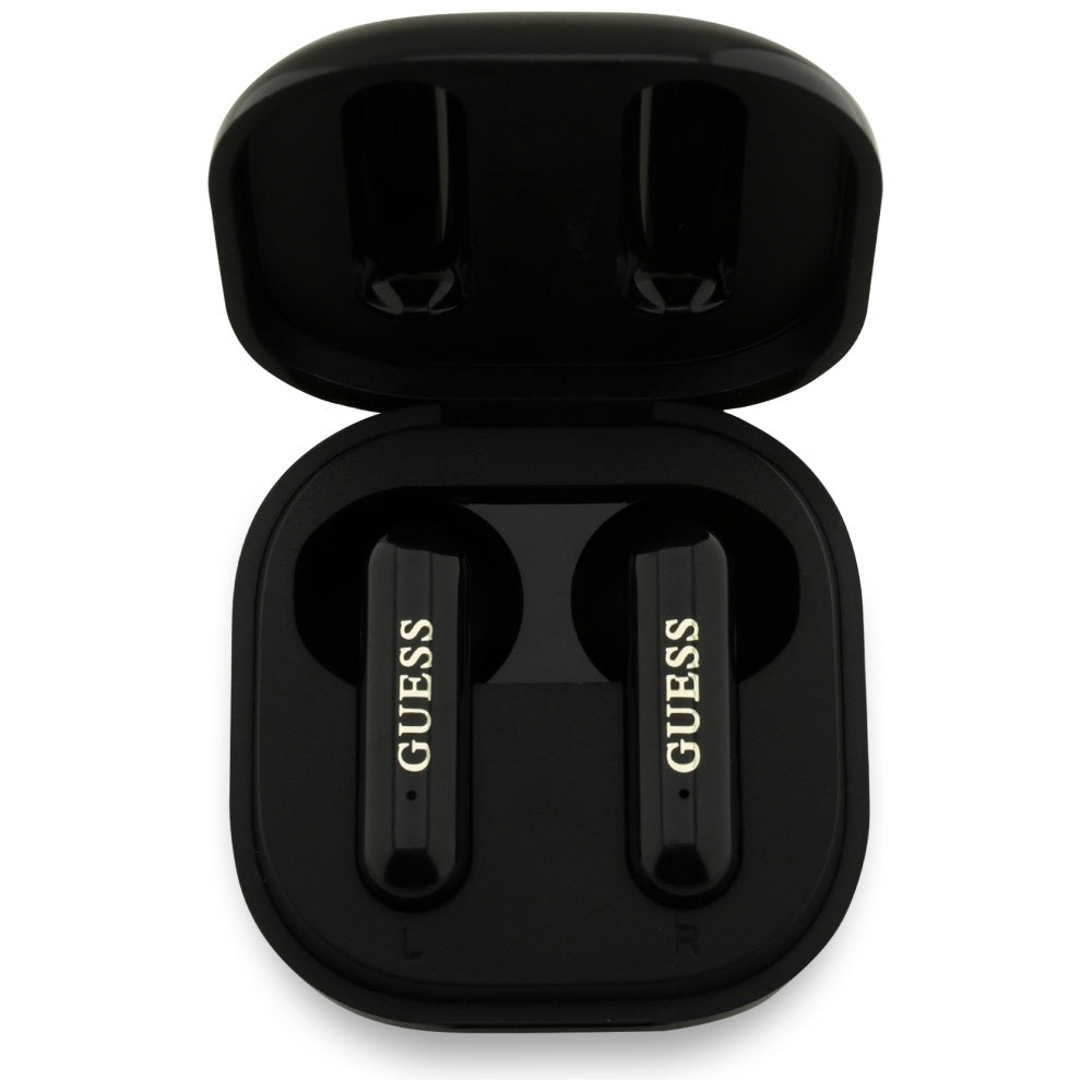 Handsfree Bluetooth Guess 4G Logo Métallique, TWS, Noir